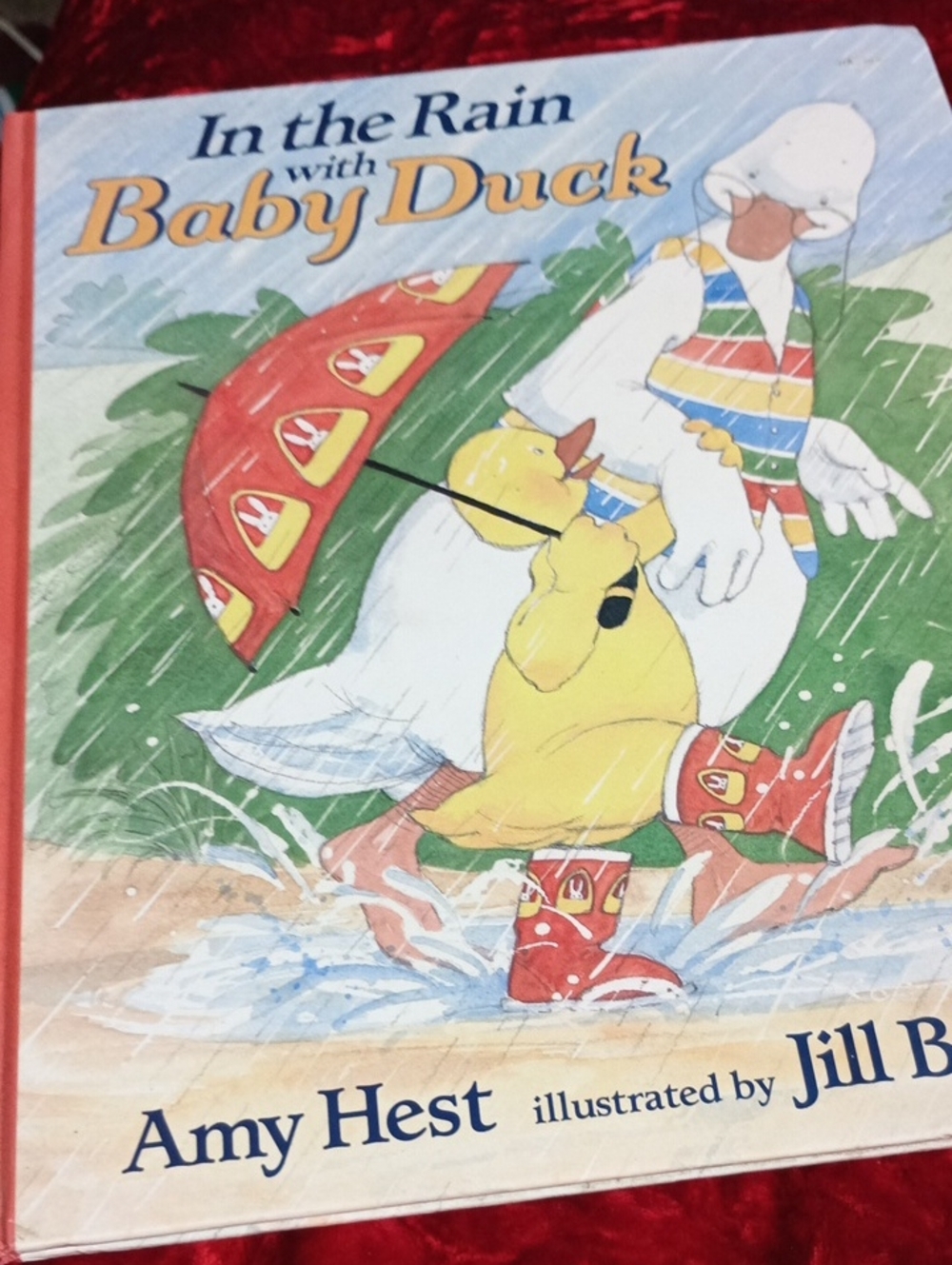 In the Rain with Baby Duck - Children's Picture Book (Yellow, Red)